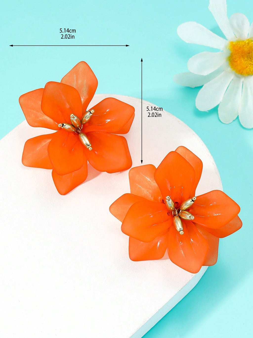 Fashion Flower Stud Earrings for Women to Husband Gift Orange