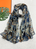 قطعة واحدة من وشاح نسائي بطباعة متعددة الألوان، وشاح فيتاج للاستخدام اليومي والسفر وأوقات الإجازة