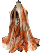 Orange Bali Thread Silk Scarf for Women
