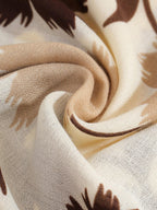 شال مطبوع بنمط زهر للنساء للخروج والتسوق قطعة واحدة كاكي