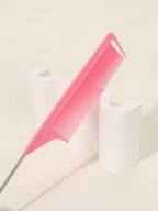 مشط شعر أسود جمع قطعة واحدة وردية اللون