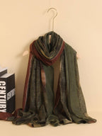 Luxury dark green women's scarf, vintage and elegant blend, handwoven from fine fibers, suitable for daily life. National Day