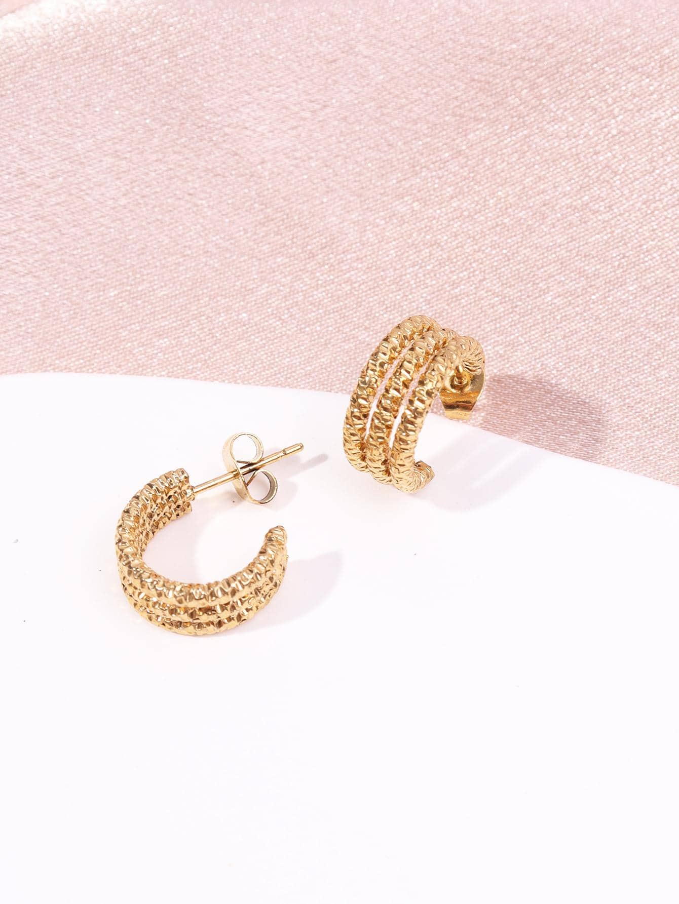 Fashion Stainless Steel Tight Wrap Hoop Earrings for Women Daily Decoration 1 Pair
