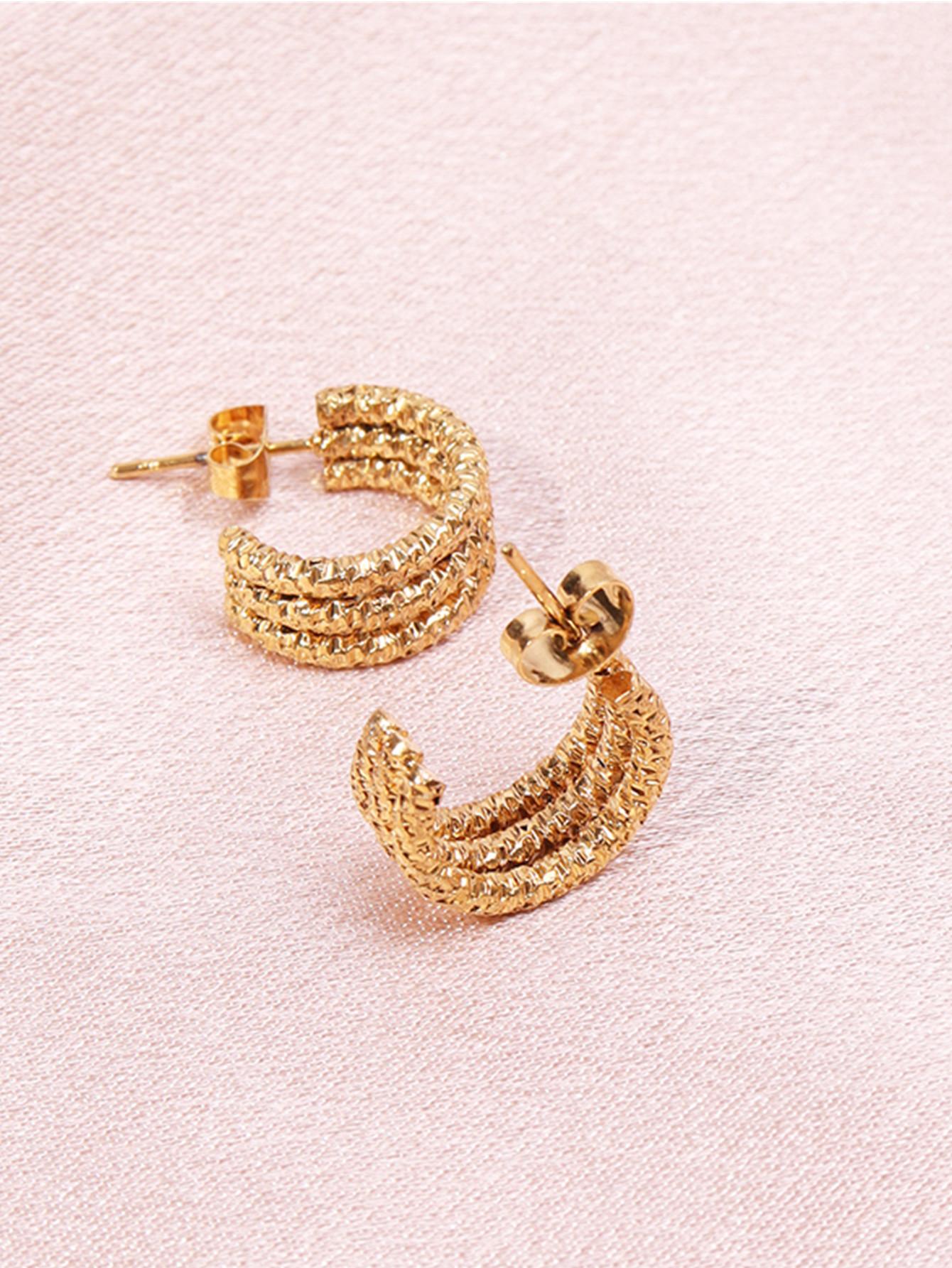 Fashion Stainless Steel Tight Wrap Hoop Earrings for Women Daily Decoration 1 Pair