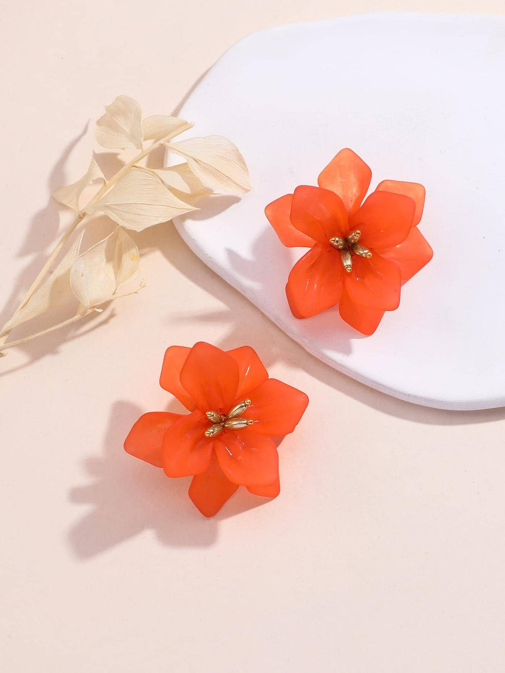 Fashion Flower Stud Earrings for Women to Husband Gift Orange