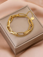 سوار سلسلة غير قابل للصدأ من الفولاذ المقاوم للصدأ للنساء قطعة واحدة للحفلات والتاريخ والمكتب