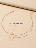 Fashion Layered Necklace Stainless Steel Letter & Bead Pendant for Women Daily Decoration 1pc