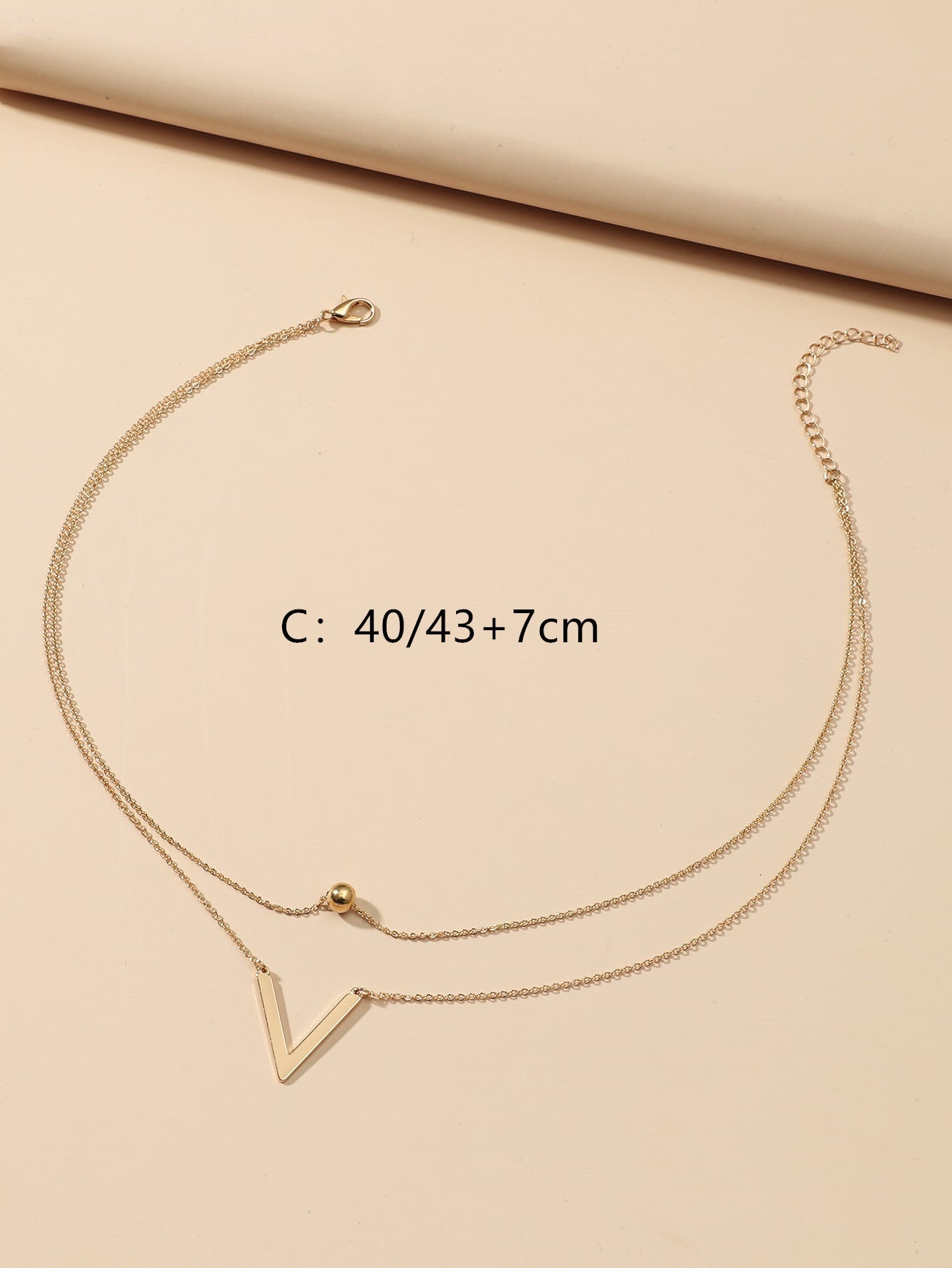Fashion Layered Necklace Stainless Steel Letter & Bead Pendant for Women Daily Decoration 1pc