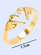 1pc 304 Stainless Steel Simple Ring Love Shape Couple Ring Adjustable Oil Pressure Ring Open End Cold Wind DIY Jewelry Accessory Plated with 18K Gold, Silver, Rainbow Colors by Vacuum Furnace