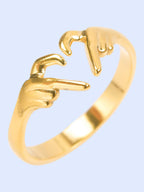 1pc 304 Stainless Steel Simple Ring Love Shape Couple Ring Adjustable Oil Pressure Ring Open End Cold Wind DIY Jewelry Accessory Plated with 18K Gold, Silver, Rainbow Colors by Vacuum Furnace