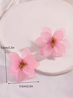 Fashion Flower Stud Earrings for Women Gift One Pair Blue Pink