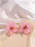 Fashion Flower Stud Earrings for Women Gift One Pair Blue Pink