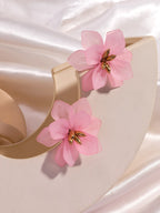 Fashion Flower Stud Earrings for Women Gift One Pair Blue Pink