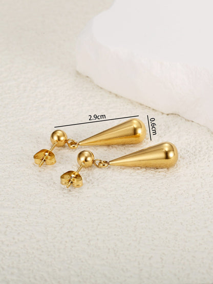 Women's stud earrings made of water droplets, made of stainless steel, modern and elegant, suitable for daily use and daily decoration, plated with 18 carat gold.