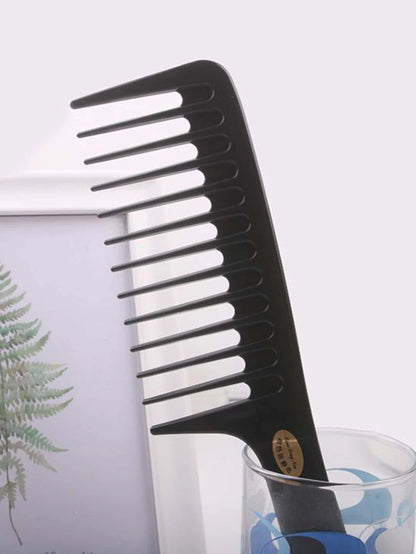 One piece black plastic wide toothed comb, hair comb for both men and women