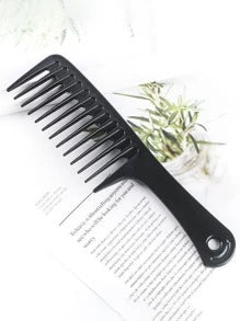 One piece black plastic wide toothed comb, hair comb for both men and women