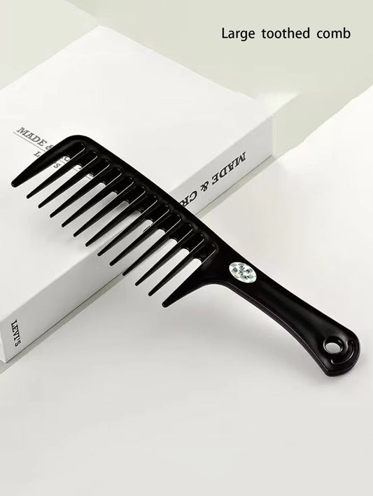 One piece black plastic wide toothed comb, hair comb for both men and women