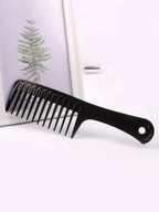 1pc Black Plastic Wide Tooth Comb, Hair Comb for Both Men and Women