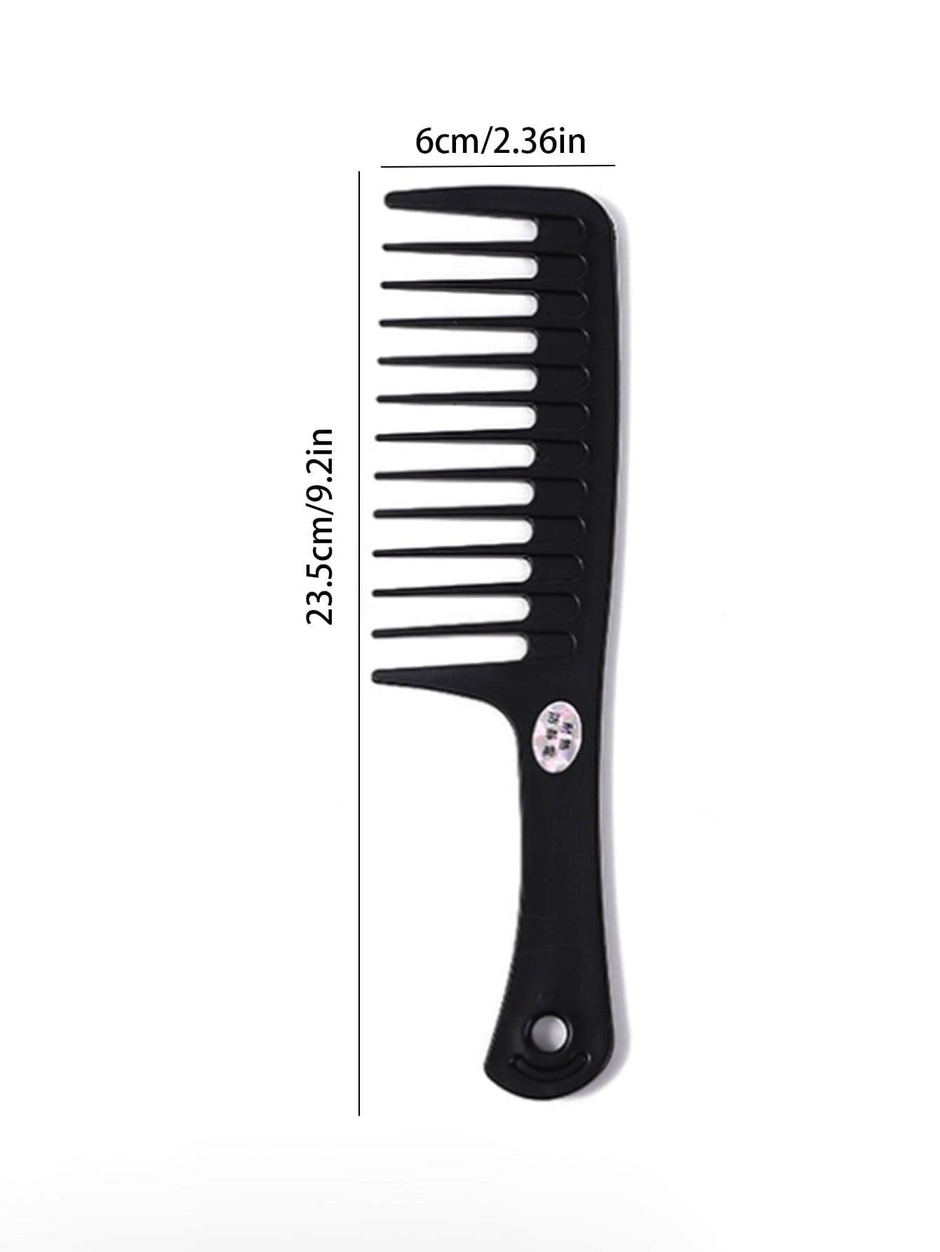 One piece black plastic wide toothed comb, hair comb for both men and women