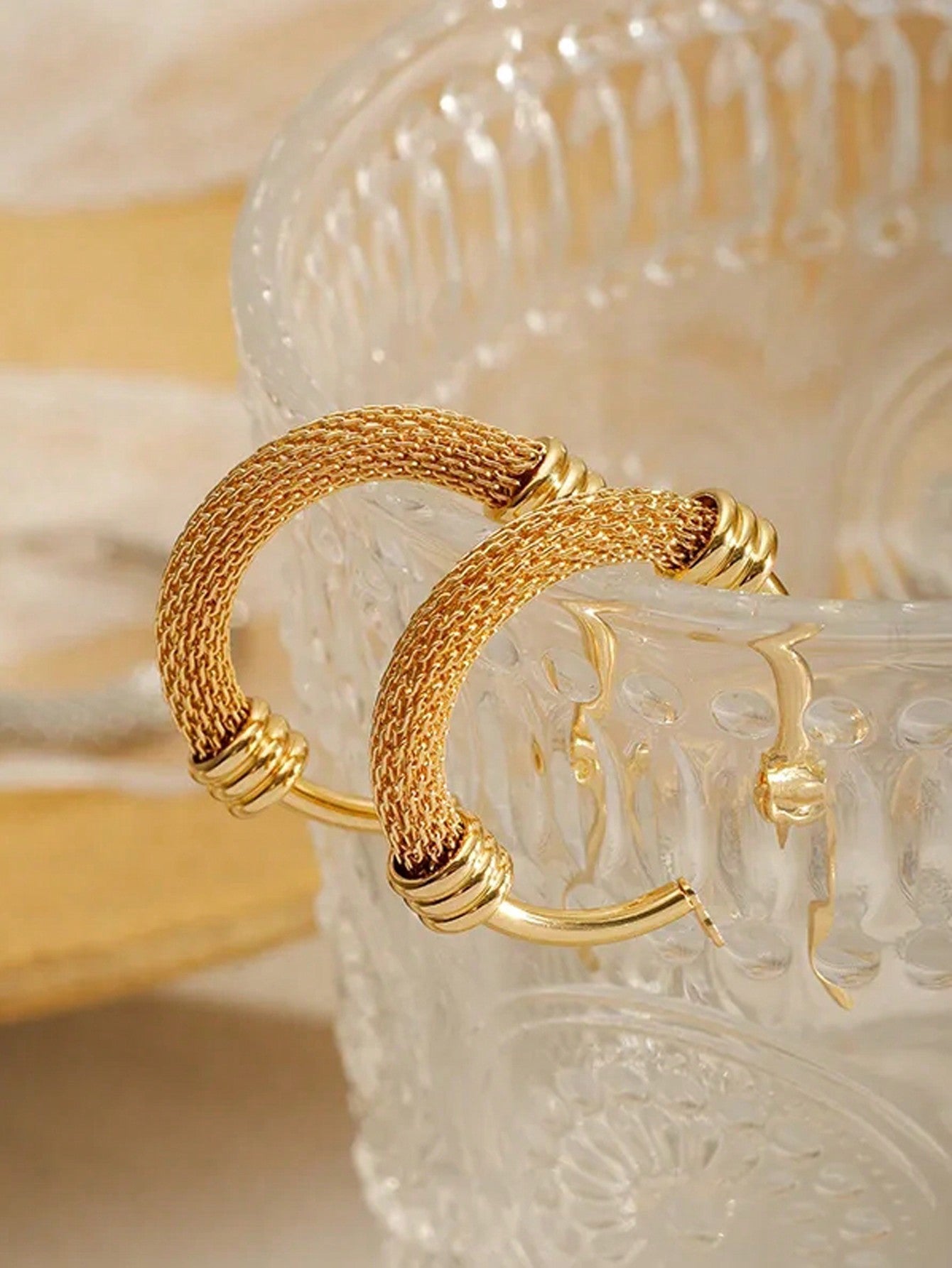1 Pair Stainless Steel Hoop Earrings for Women with Geometric Metal Pendant, Fashion Jewelry Gift