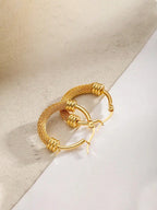 1 Pair Stainless Steel Hoop Earrings for Women with Geometric Metal Pendant, Fashion Jewelry Gift