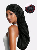 قبعة ساتان شيلك بونيه الطويل للنساء، قبعة للعناية بالشعر، بونييه للعلاج الشعري، ساتان بونيه