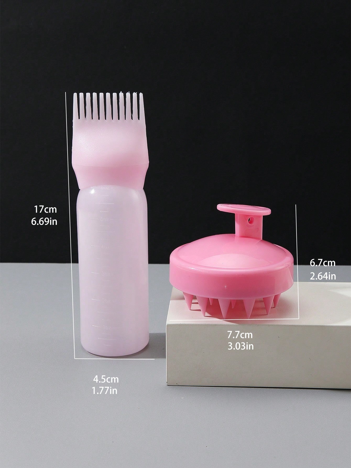 2pcs Hair Dye Application Brushes, Hair Dye Brush Bottles, Oil Dye Shampoo Bottle, Dye Comb, Hair Color Styling Tool. 1pc Soft Plastic Shampoo Massage Brush, Colored Manual Head Guide Use for Scalp Massage, Pink Hair Brush