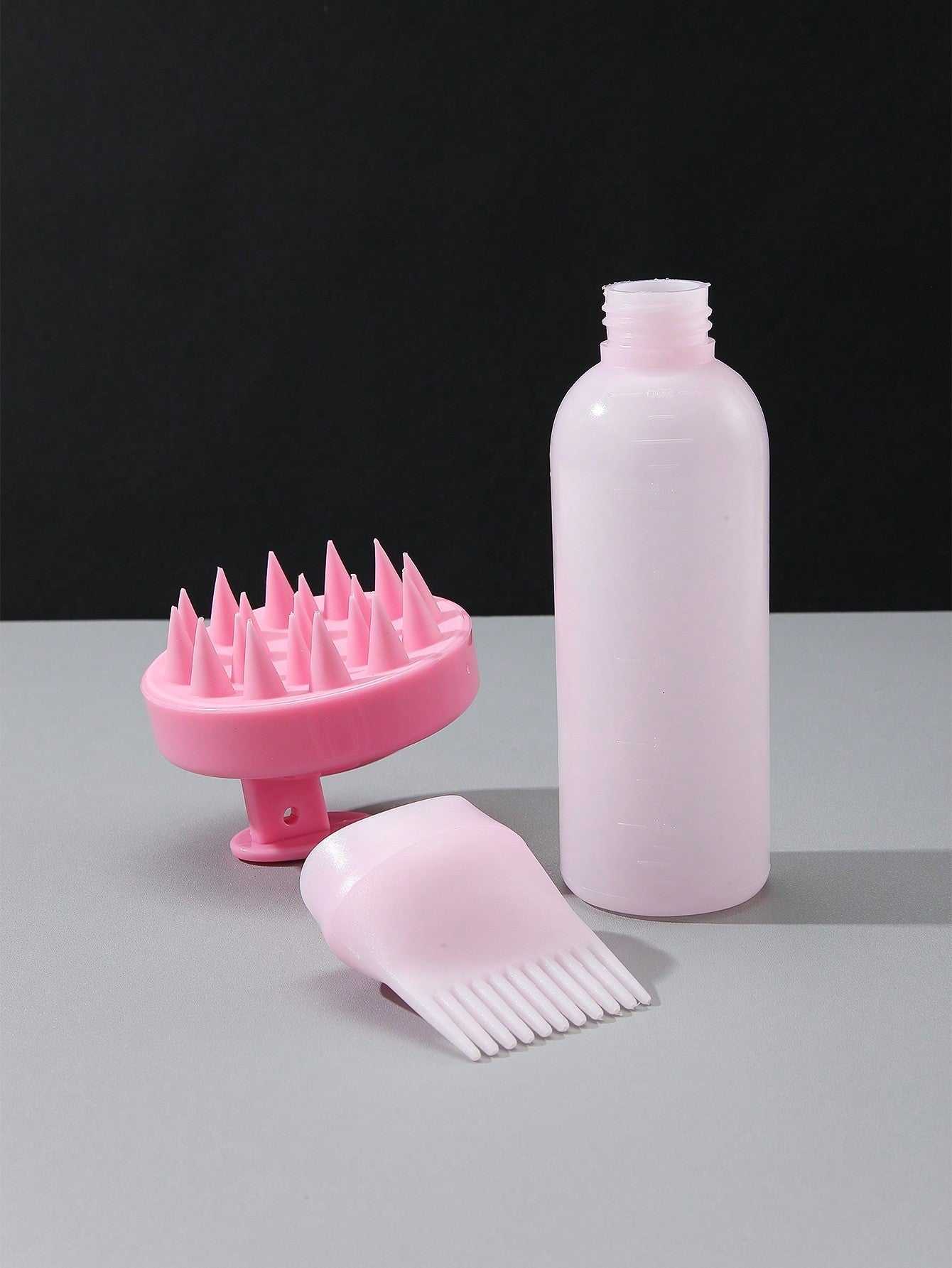 2pcs Hair Dye Application Brushes, Hair Dye Brush Bottles, Oil Dye Shampoo Bottle, Dye Comb, Hair Color Styling Tool. 1pc Soft Plastic Shampoo Massage Brush, Colored Manual Head Guide Use for Scalp Massage, Pink Hair Brush