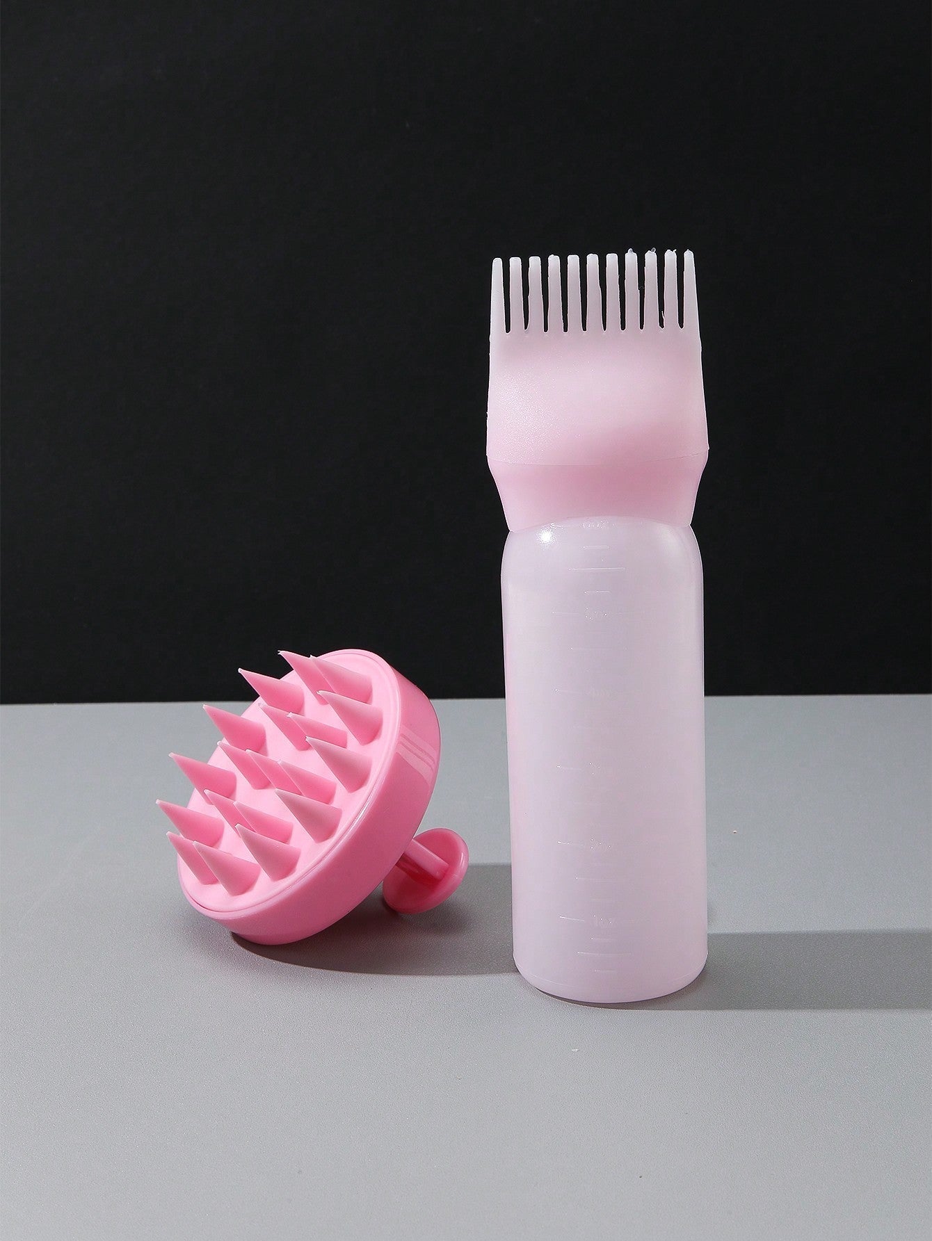 2pcs Hair Dye Application Brushes, Hair Dye Brush Bottles, Oil Dye Shampoo Bottle, Dye Comb, Hair Color Styling Tool. 1pc Soft Plastic Shampoo Massage Brush, Colored Manual Head Guide Use for Scalp Massage, Pink Hair Brush
