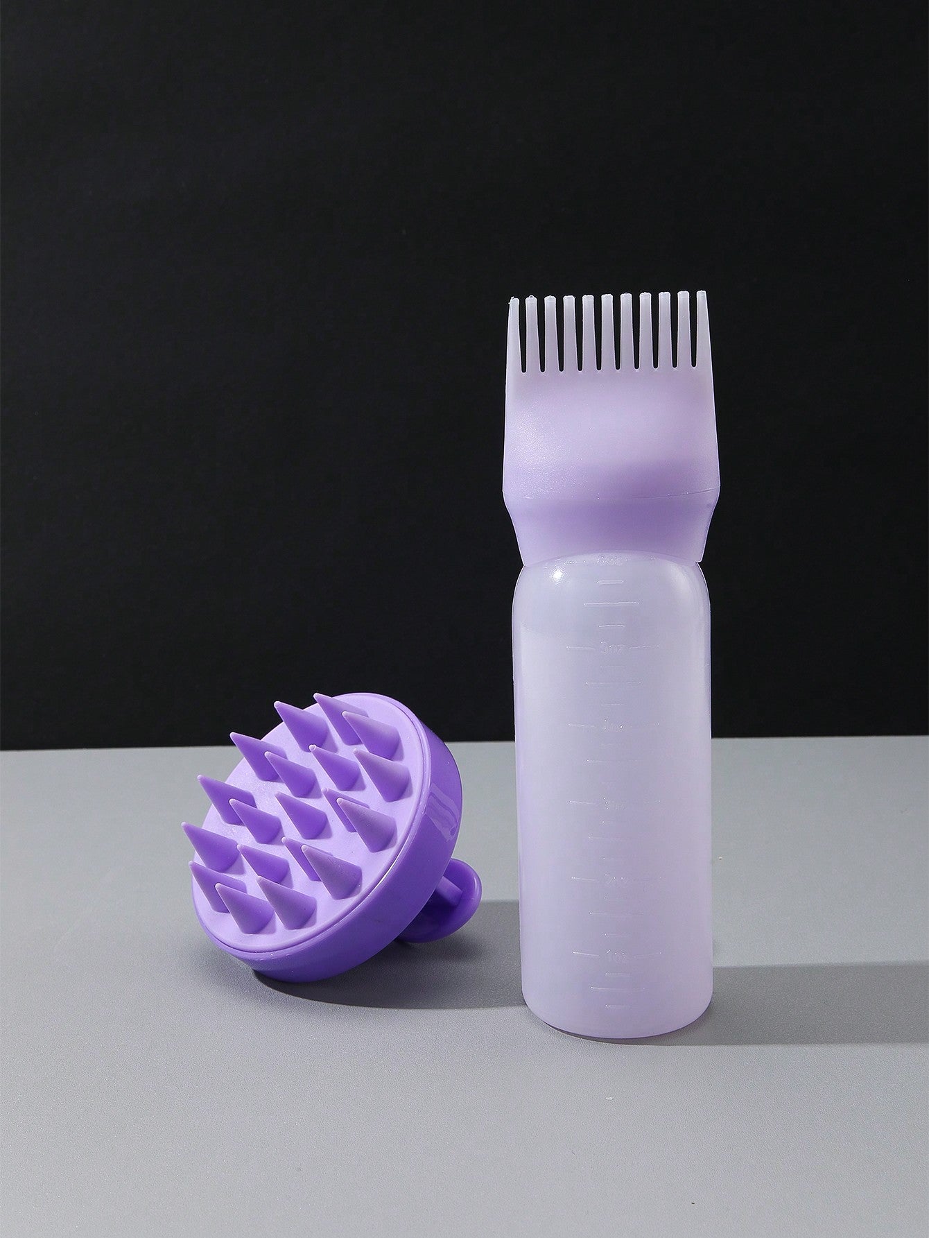 2pcs Hair Dye Application Brushes, Hair Dye Brush Bottles, Oil Dye Shampoo Bottle, Dye Comb, Hair Color Styling Tool. 1pc Soft Plastic Shampoo Massage Brush, Colored Manual Head Guide Use for Scalp Massage, Purple Hair Brush