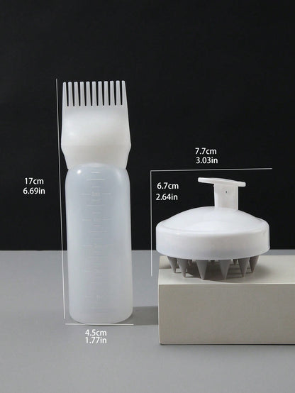 زوجين من فرش تطبيق الصبغة للشعر 2قطعة، زجاجات فرشاة لصبغ الشعر، زجاجة شامبو الصباغة بالزيت، مشط الصباغة، أداة تصفيف الشعر الملون. وفرشاة تدليك البلاستيكية الناعمة للشامبو 1 قطعة، واستخدام دليل رأس يدوي ملون لتدليك فروة الرأس، فرشاة للشعر أبيض
