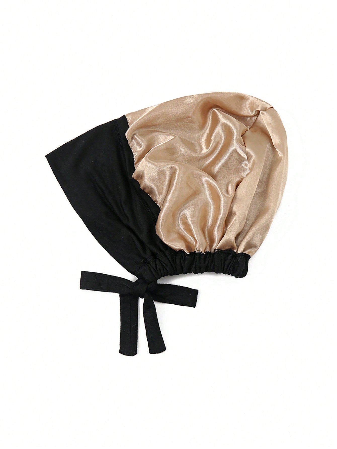 Women's Elastic Headband with Inner Lining and Bottom Hat, One Piece, Black