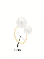 Ins Style Shiny Open Faux Pearl Ring for Women