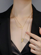 قلادة مزدوجة من الفولاذ المقاوم للصدأ، مجوهرات ذهبية للنساء لعام 2023، هدايا غير قابلة للتلاشي