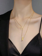 قلادة مزدوجة من الفولاذ المقاوم للصدأ، مجوهرات ذهبية للنساء لعام 2023، هدايا غير قابلة للتلاشي