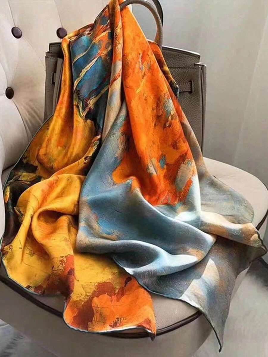 وشاح حريري صناعي بطبعات غابة قطعة واحدة للنساء تستخدم كحجاب، للعنق، عصابة أو قرطاسية لتحسين مظهرك 