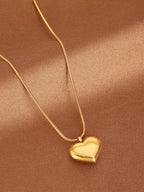 Gorgeous Women's 18K Gold Plated Stainless Steel Soft Peach Heart Pendant Necklace Best Friend Party Gifts