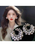 1 Pair French Style Delicate Earrings for Women, Mixed Artificial Pearls, Vintage and Beautiful Accessories for Brides to Look Their Best, Suitable for Daily Use