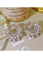 1 Pair French Style Delicate Earrings for Women, Mixed Artificial Pearls, Vintage and Beautiful Accessories for Brides to Look Their Best, Suitable for Daily Use