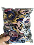 100pcs/pack candy color hair elastics for women with high elasticity and durability, simple and elegant design suitable for daily use and outfit coordination, fashionable and versatile hair accessories. Casual.