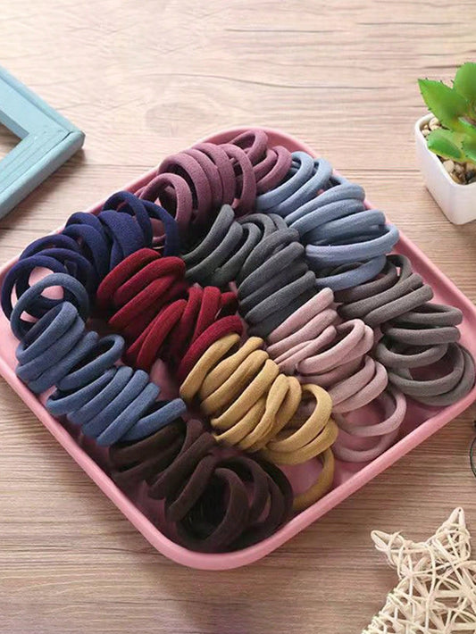 100pcs/pack candy color hair elastics for women with high elasticity and durability, simple and elegant design suitable for daily use and matching outfits, hair accessories are fashionable and versatile. Casual.