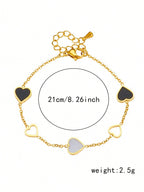 1 قطعة سوار من الفولاذ المقاوم للصدأ مصنوع من الفولاذ المقاوم للصدأ باللون الأسود وتصميم فراغ القلب للنساء بطراز جديد خفيف، مناسب للارتداء اليومي