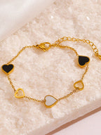 1 قطعة سوار من الفولاذ المقاوم للصدأ مصنوع من الفولاذ المقاوم للصدأ باللون الأسود وتصميم فراغ القلب للنساء بطراز جديد خفيف، مناسب للارتداء اليومي