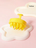 موس بشعيرات سيليكون ناعمة، قطعة واحدة، مقشر فروة الرأس أثناء الحلاقة، استخدام رطب وجاف للرجال، استخدام منزلي أصفر