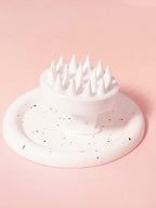 موس بشعيرات سيليكون ناعمة، قطعة واحدة، مقشر فروة الرأس أثناء الحلاقة، استخدام رطب وجاف للرجال، استخدام منزلي أبيض