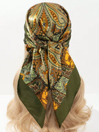 وشاح حريري فاخر بأبعاد 90*90 سم، قمة الوشاح ثابتة للسيدات، وشاح نسائي نسائي قديم يناسب فصول السنة الرابعة، حجاب، فولار، باندانا ،