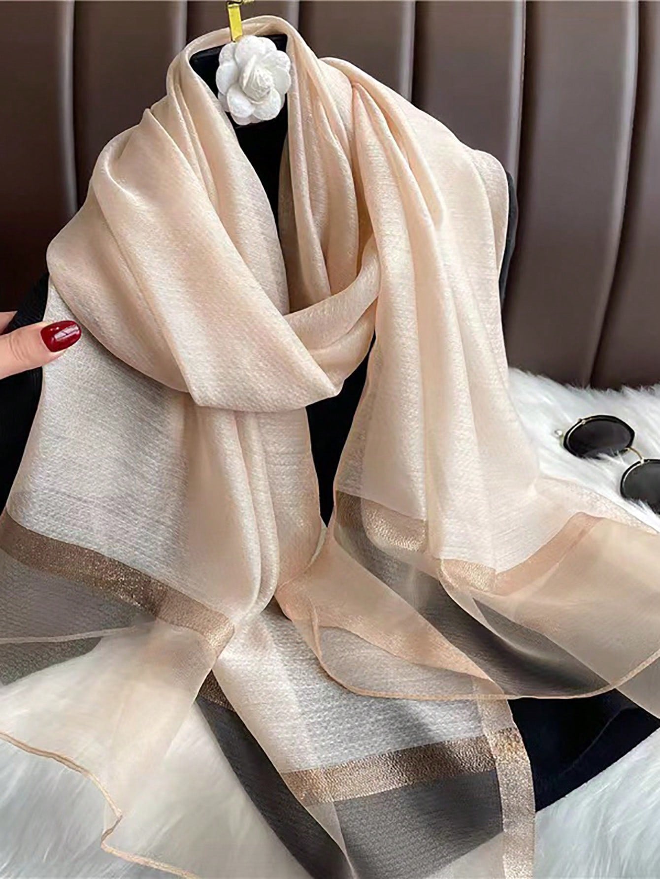 Women's Beige Valentine's Day Scarf 1pc, Spring Daily Wear, Keep Neck Warm, Fashion Beige