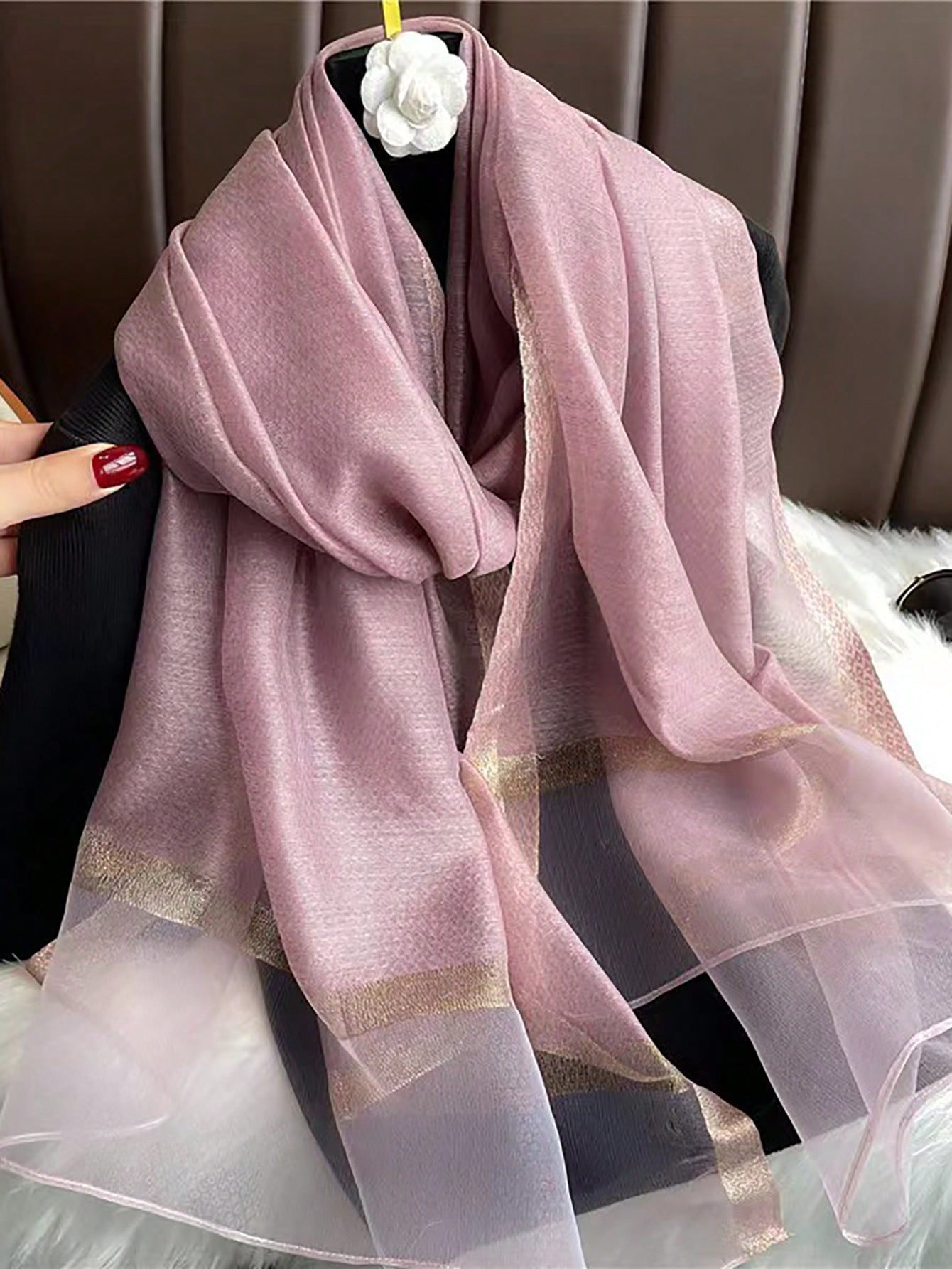 Women's Beige Valentine's Day Scarf 1pc Spring Daily Wear Keep Neck Warm Elegant Light Purple