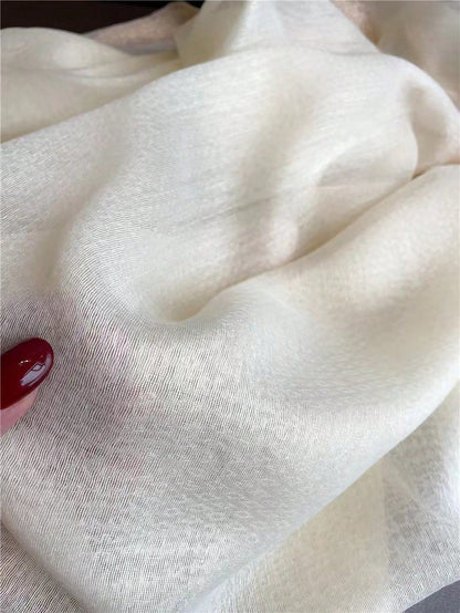 Women's Beige Valentine's Day Scarf 1Pc Spring Daily Wear Keep Neck Warm Elegant White