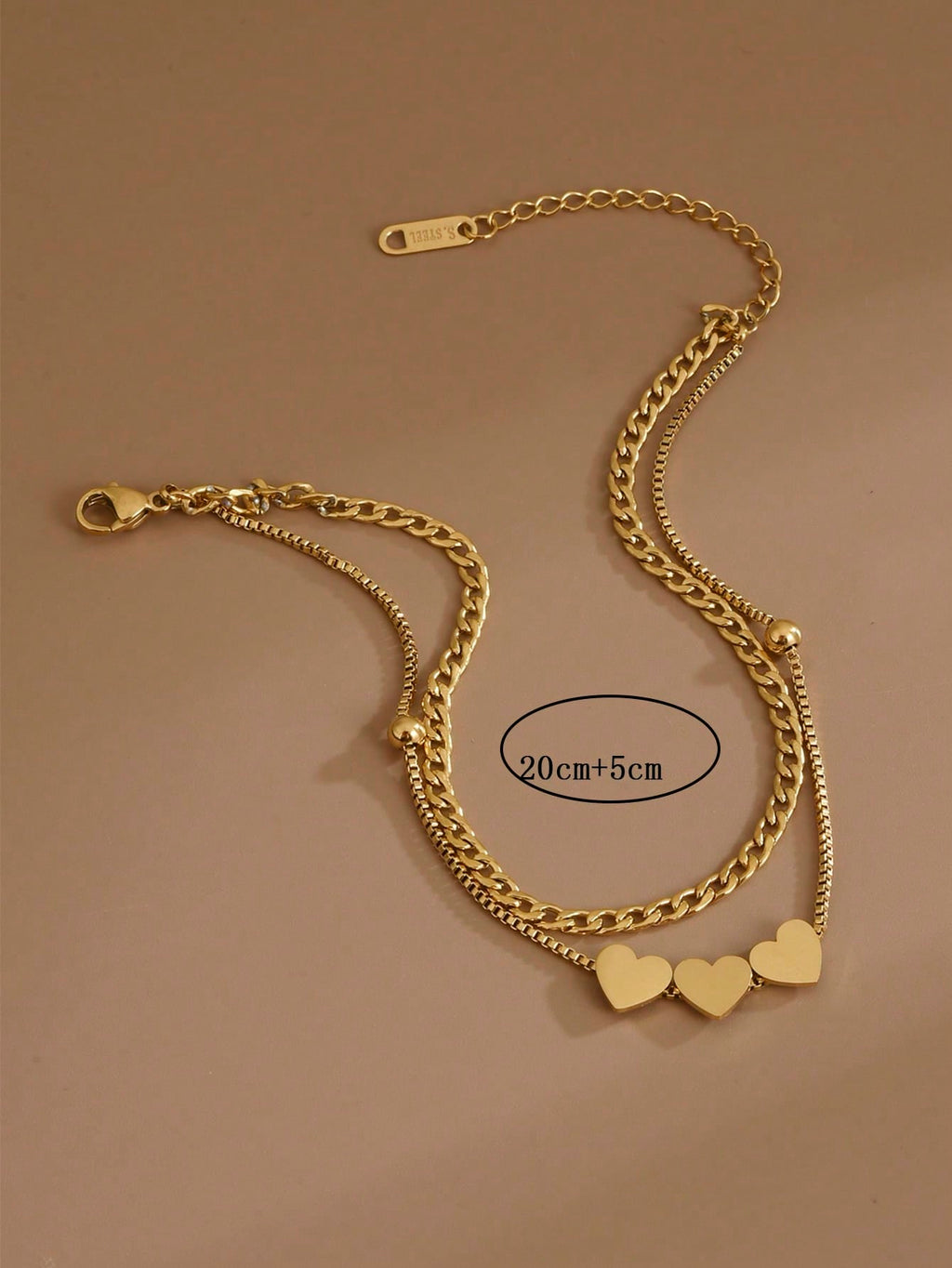 Stainless Steel Heart Anklet